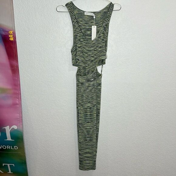NWT Jonathan Simkhai Cut Out Detail MIDI Dress Large Green/Blue - Picture 2 of 16